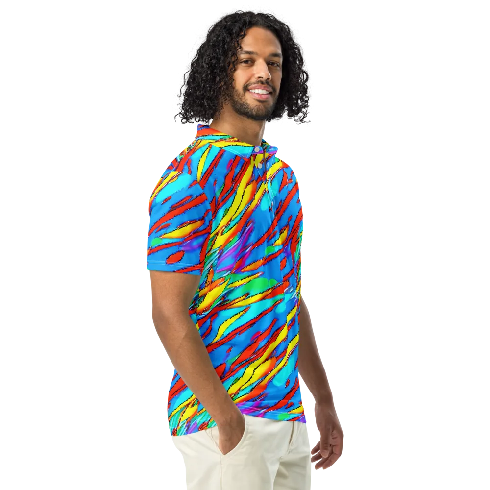 Azure Impact on Men's Slim Fit Polo Shirt — Right Front