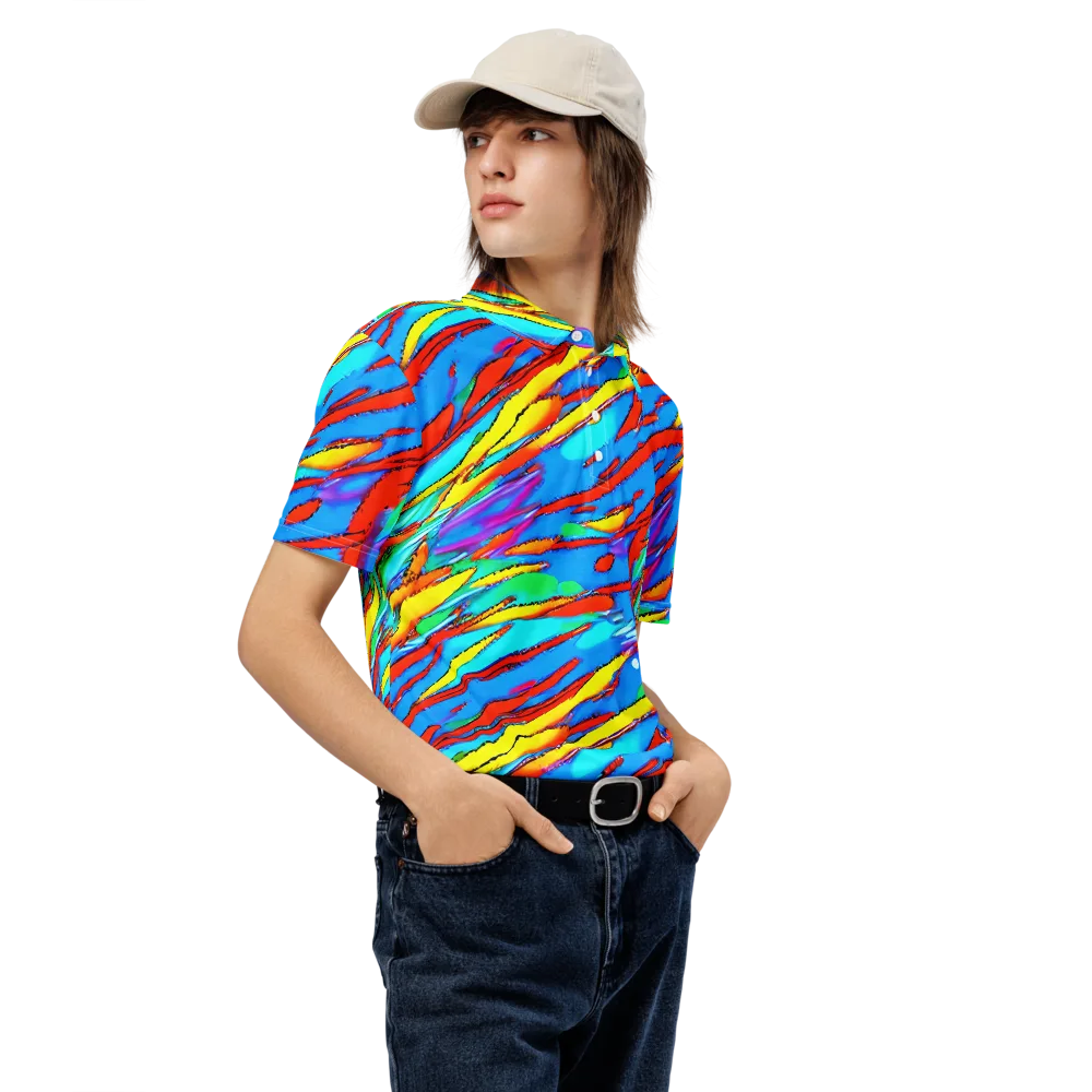 Azure Impact on Men's Slim Fit Polo Shirt — Right Front