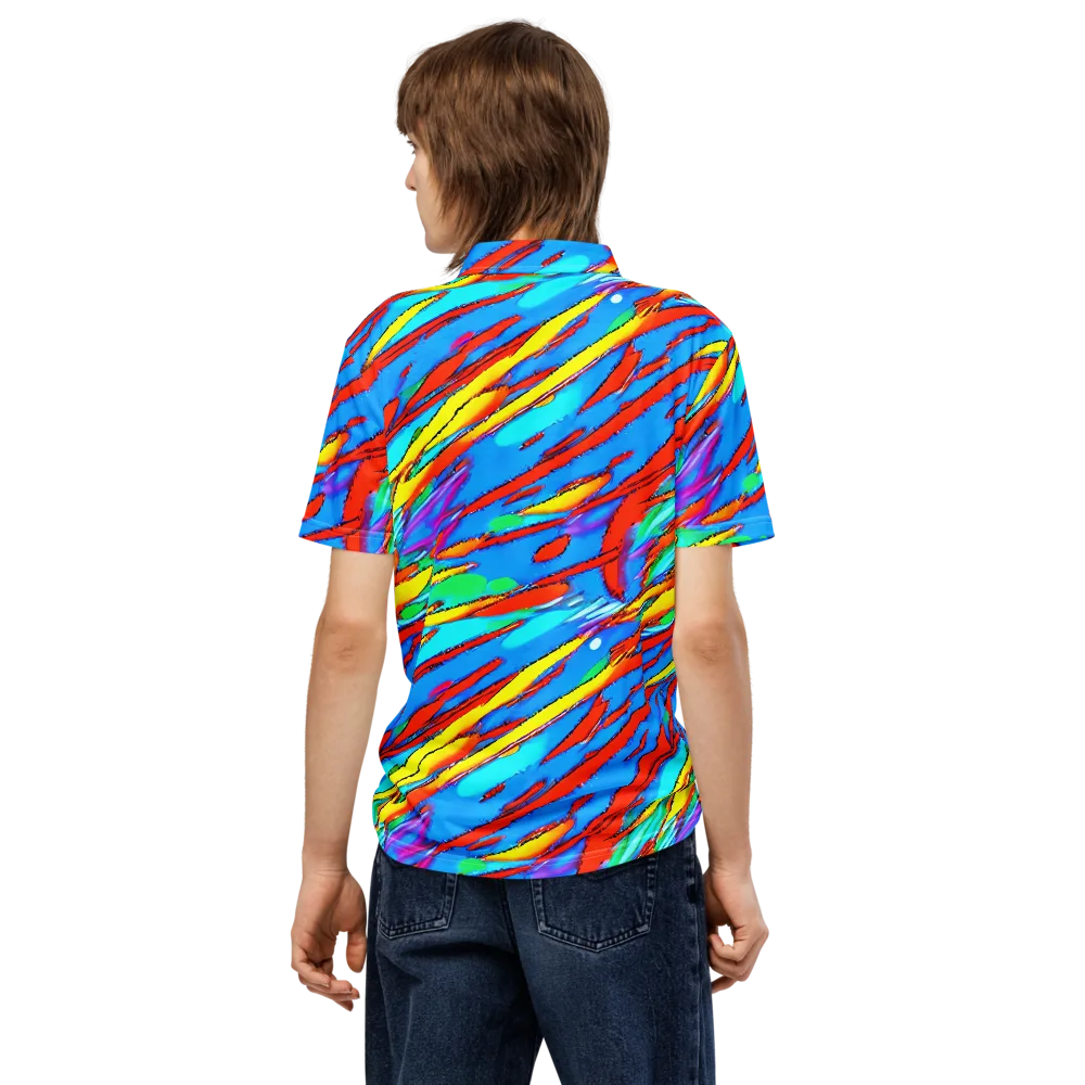 Azure Impact on Men's Slim Fit Polo Shirt — Back