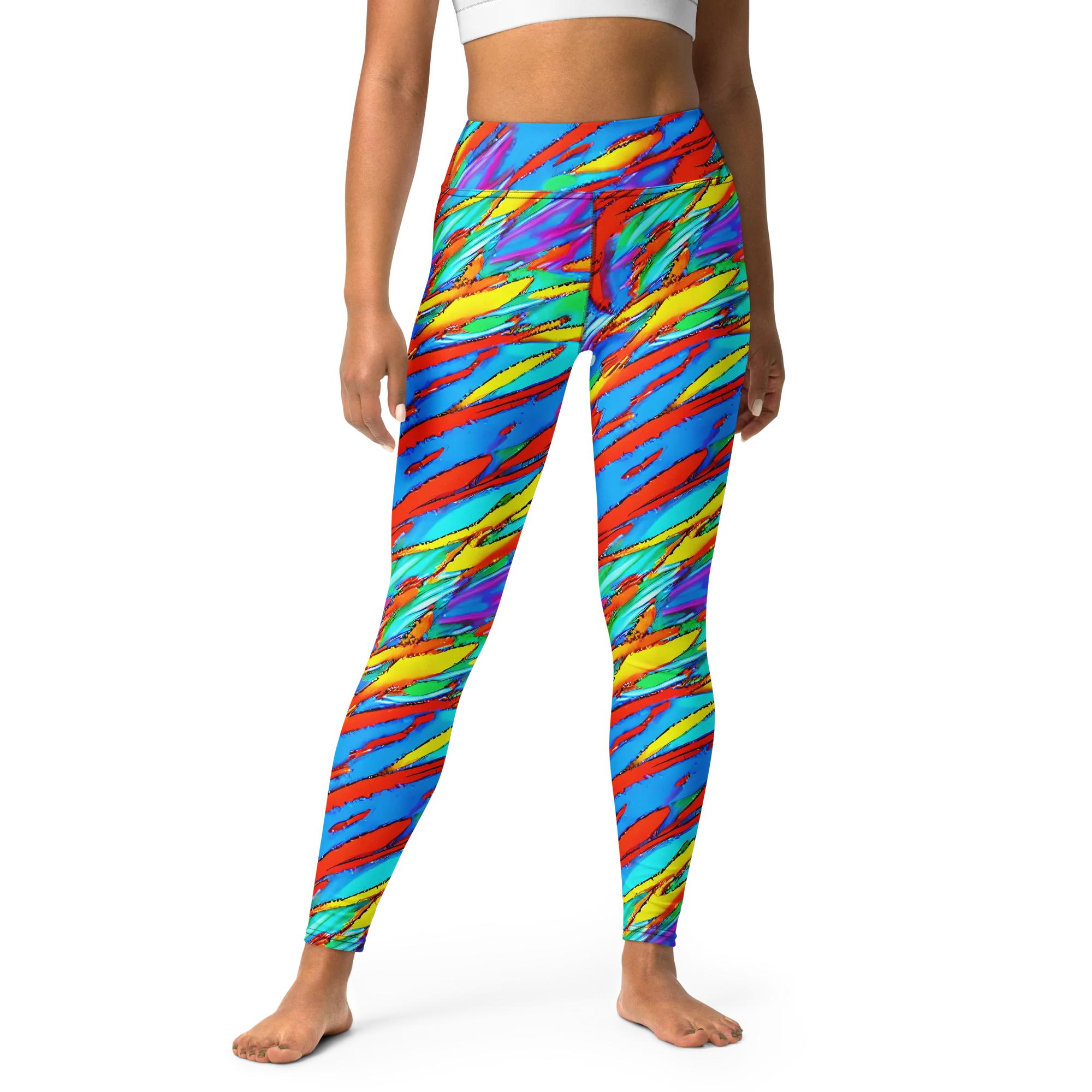 Azure Impact on Yoga Leggings — Front