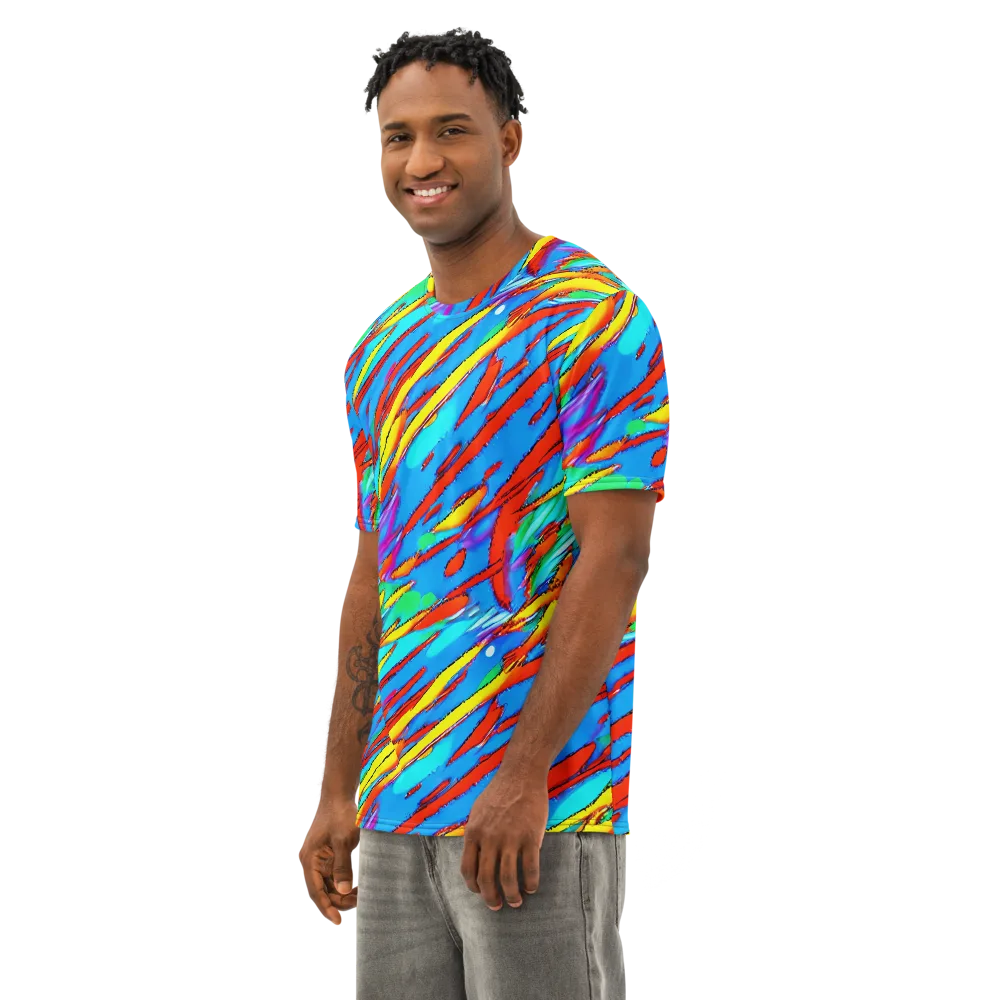Azure Impact on Men's Cotton Crew Neck T-Shirt — Left Front