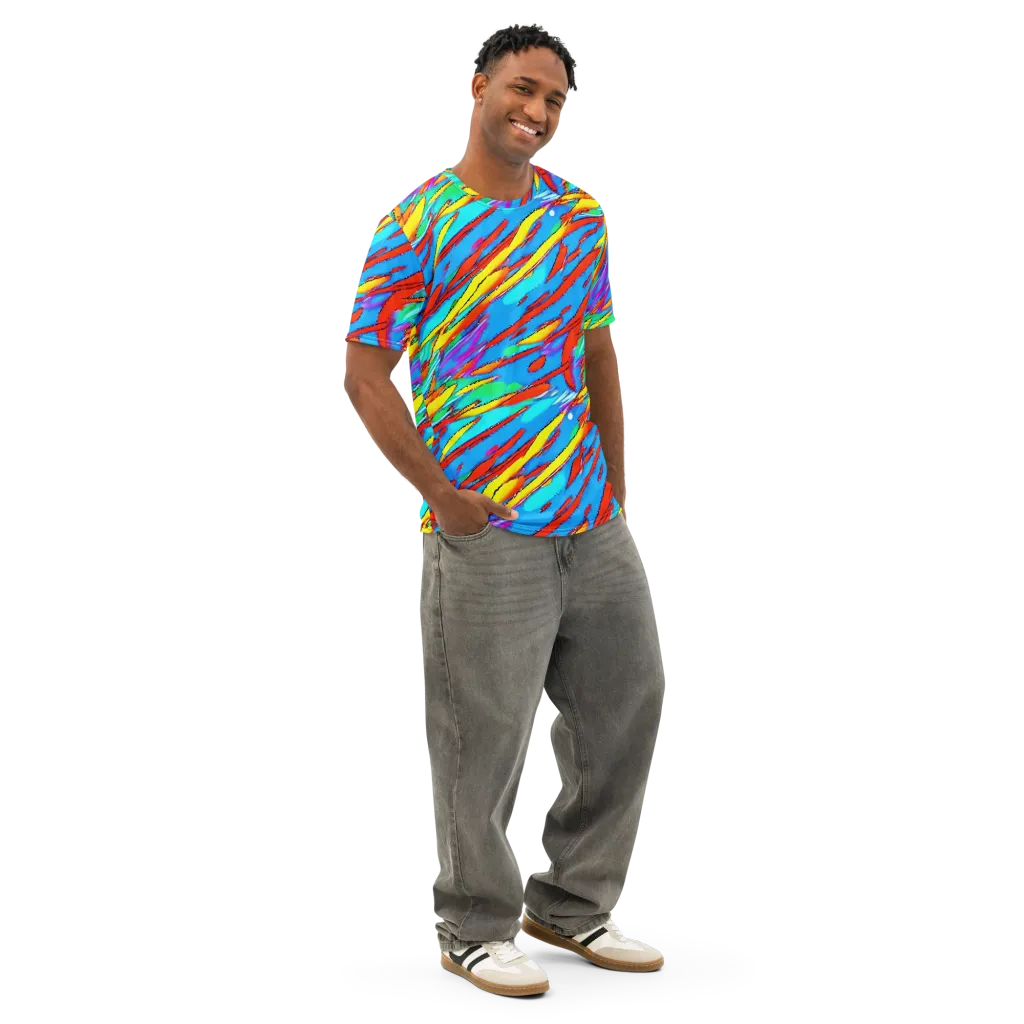 Azure Impact on Men's Cotton Crew Neck T-Shirt — Right Front