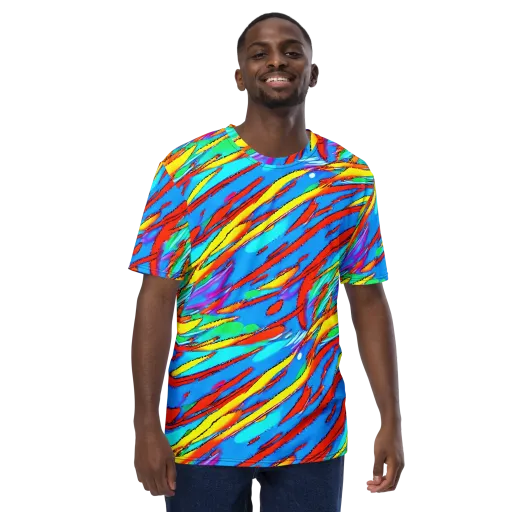 Azure Impact on a Men's Crew Neck T-Shirt