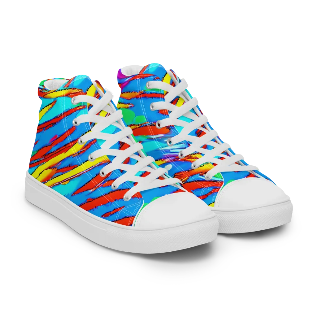 Azure Impact on Men's High Top Canvas Shoes — Right Front