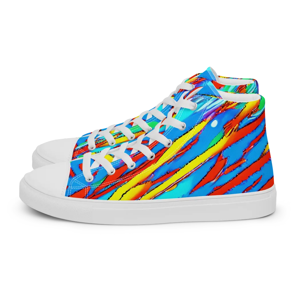 Azure Impact on Men's High Top Canvas Shoes — Left