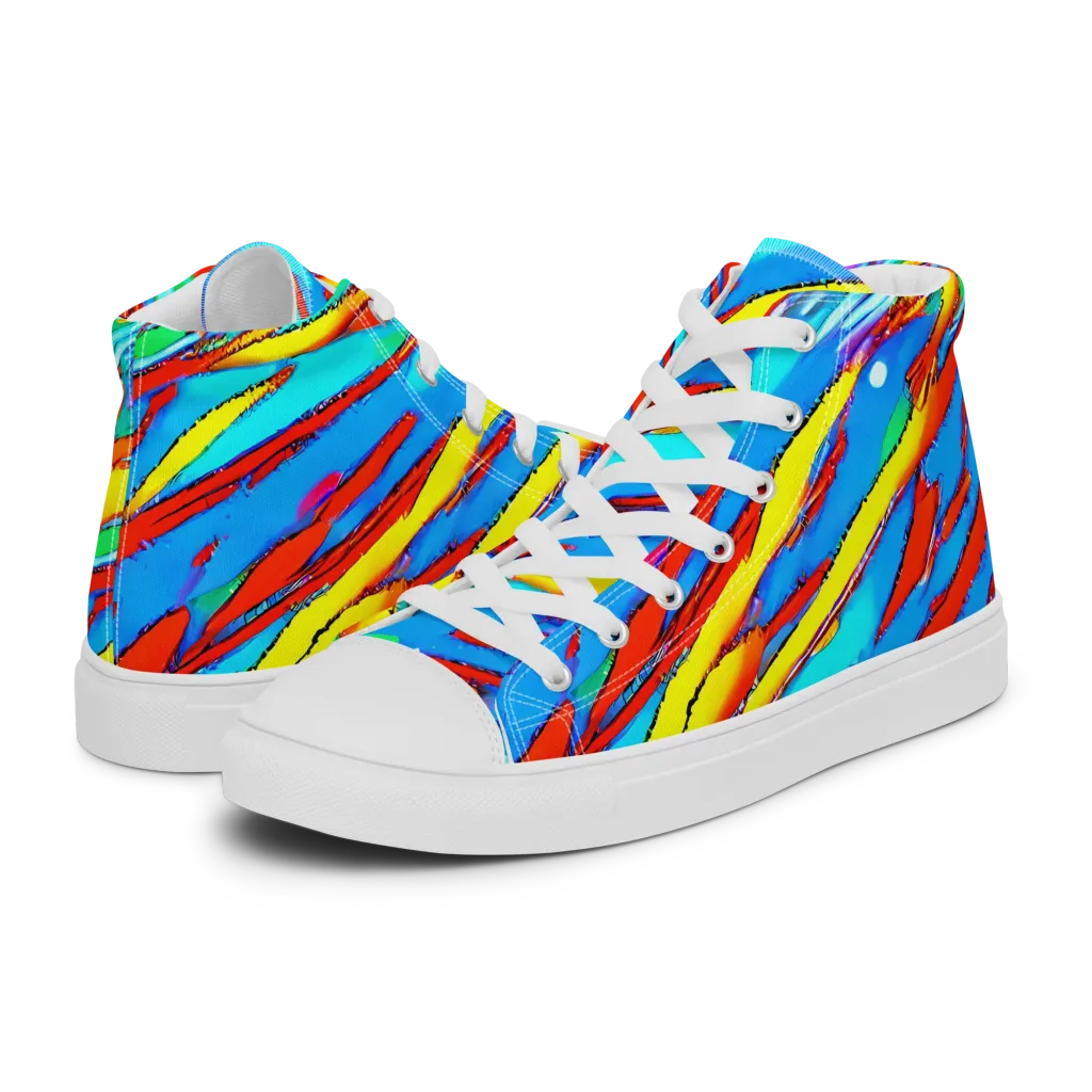 Azure Impact on Men's High Top Canvas Shoes — Left