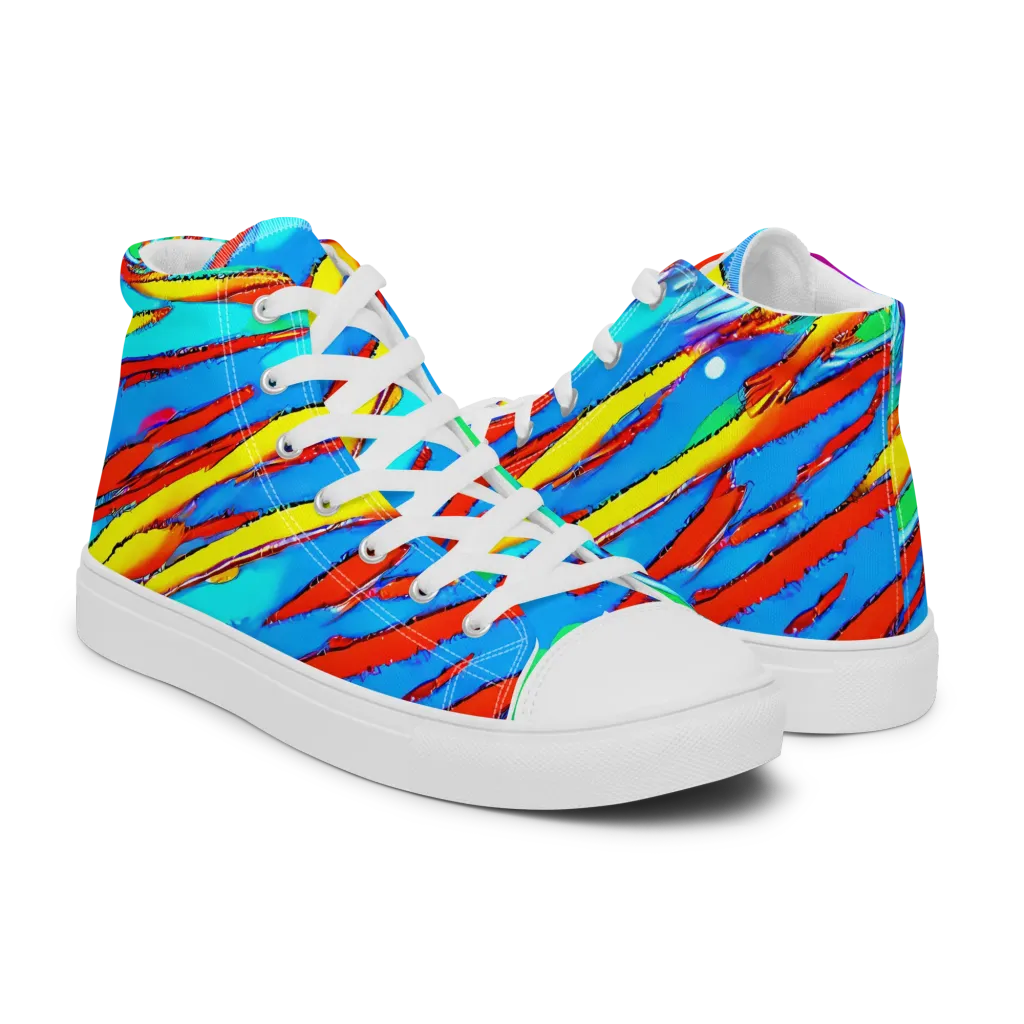 Azure Impact on Men's High Top Canvas Shoes — Right