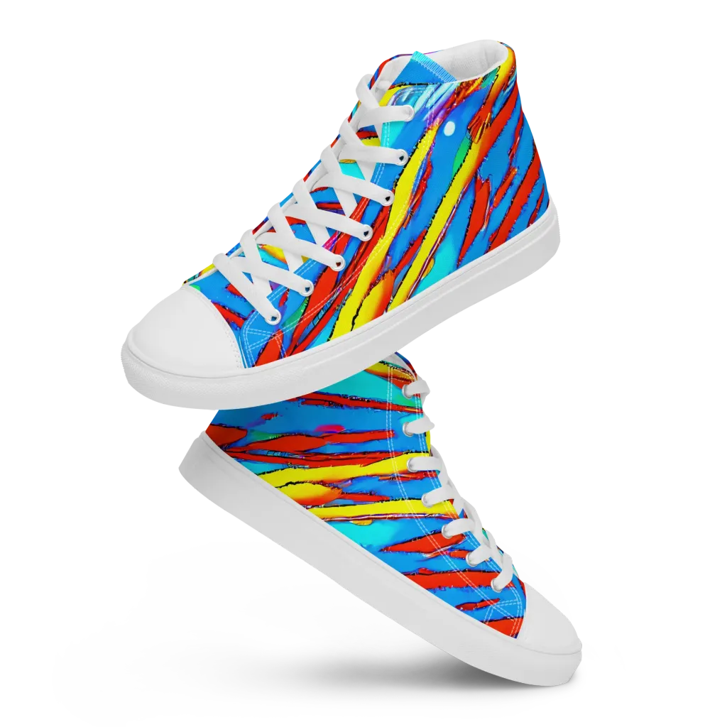 Azure Impact on Men's High Top Canvas Shoes — Front