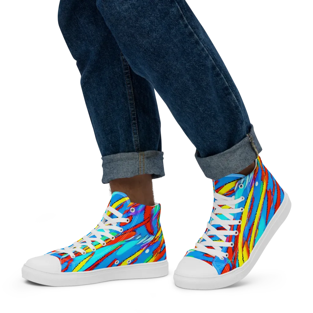 Azure Impact on Men's High Top Canvas Shoes — Left