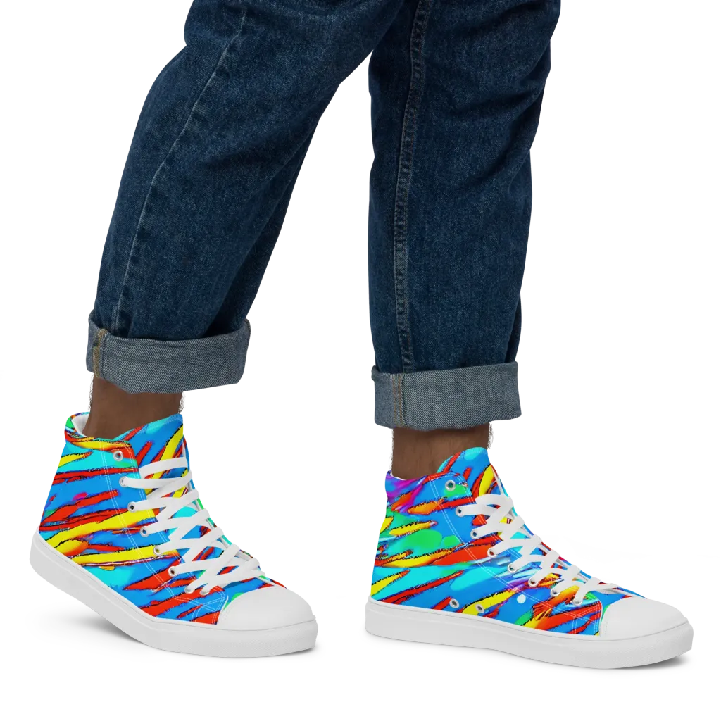 Azure Impact on Men's High Top Canvas Shoes — Right
