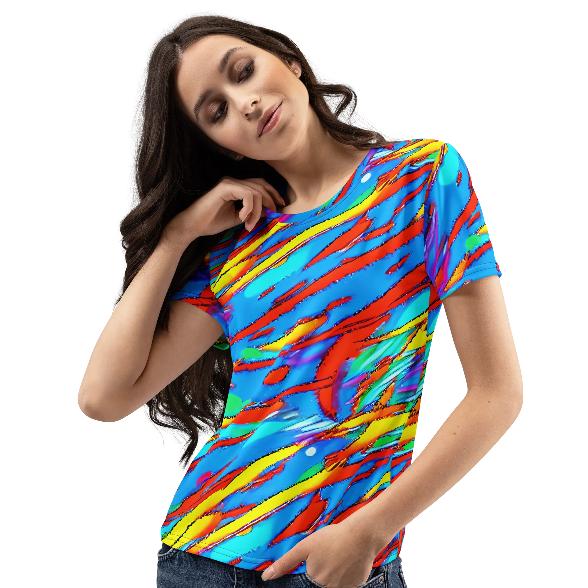 Azure Impact on Women's Crew Neck T-Shirt — Left Front