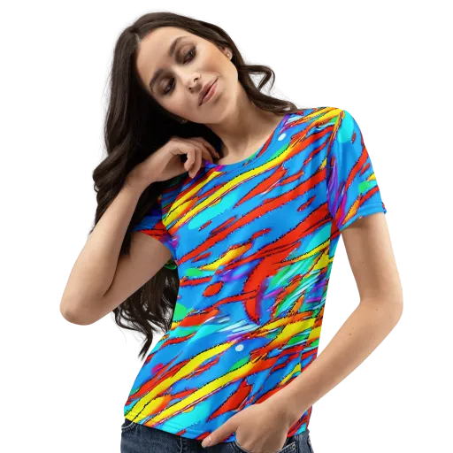 Azure Impact on a Women's Crew Neck T-Shirt