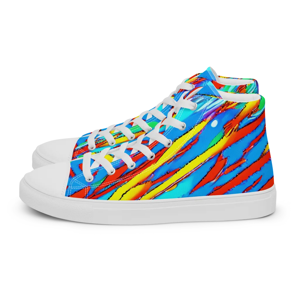 Azure Impact on Women's High Top Canvas Shoes — Left