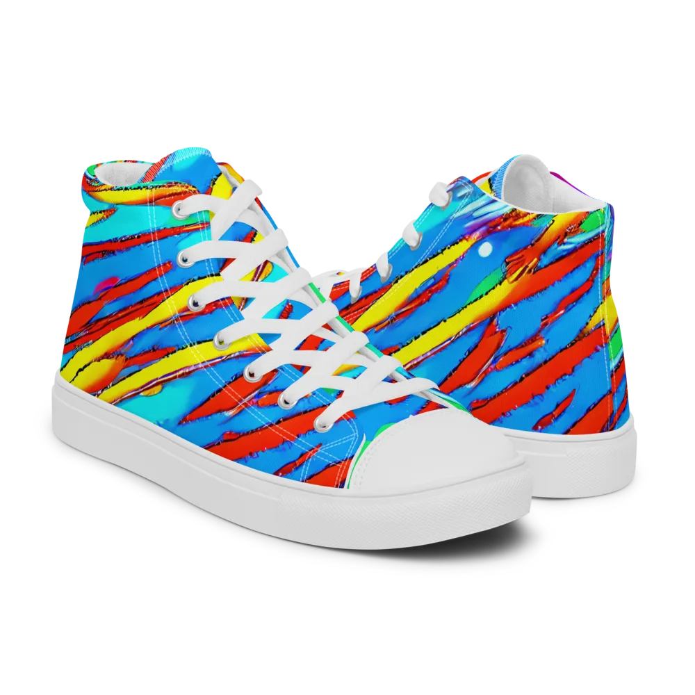 Azure Impact on Women's High Top Canvas Shoes — Right