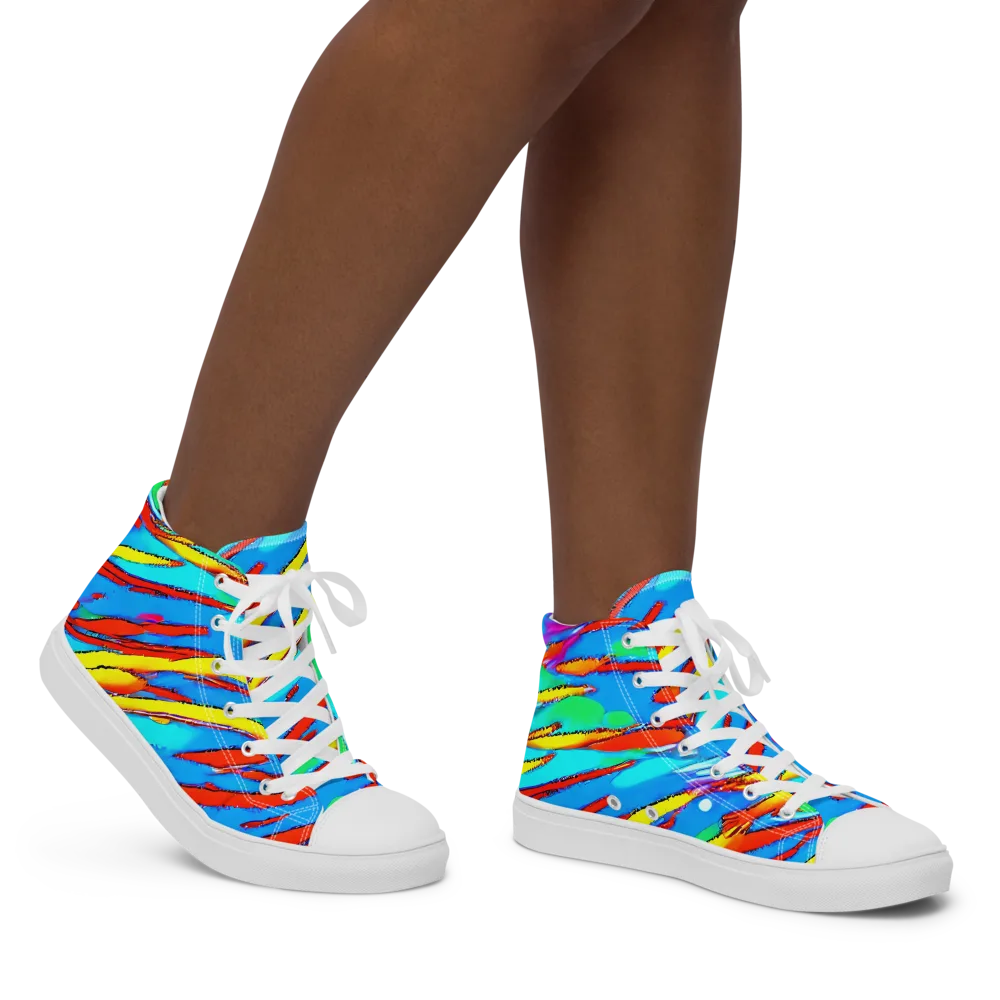 Azure Impact on Women's High Top Canvas Shoes — Right