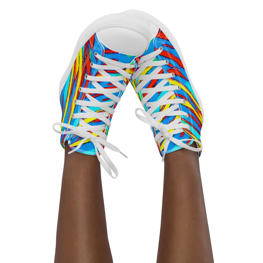 Azure Impact on Women's High Top Canvas Shoes — Front