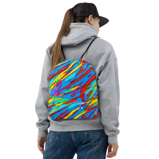 Azure Impact on a Drawstring Bag