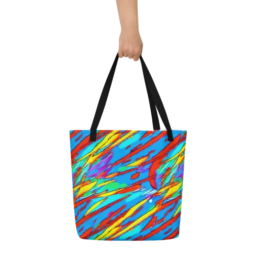 Azure Impact on a Large Tote Bag W/ Pocket