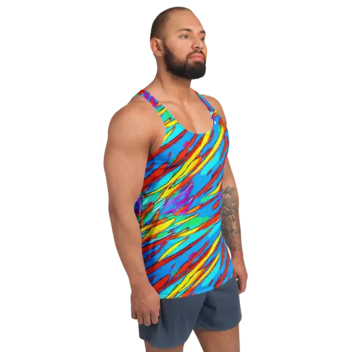 Azure Impact on a Men's Tank Top