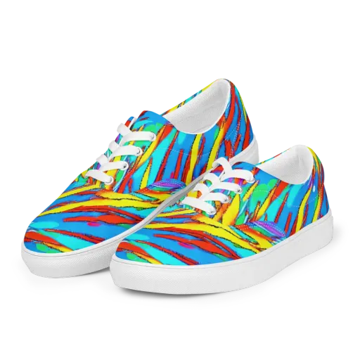 Azure Impact on a Men's Lace-Up Canvas Shoes
