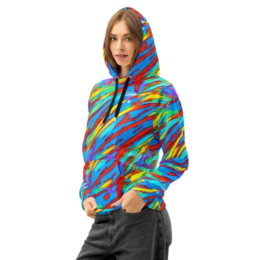 Azure Impact on a Cotton Hoodie