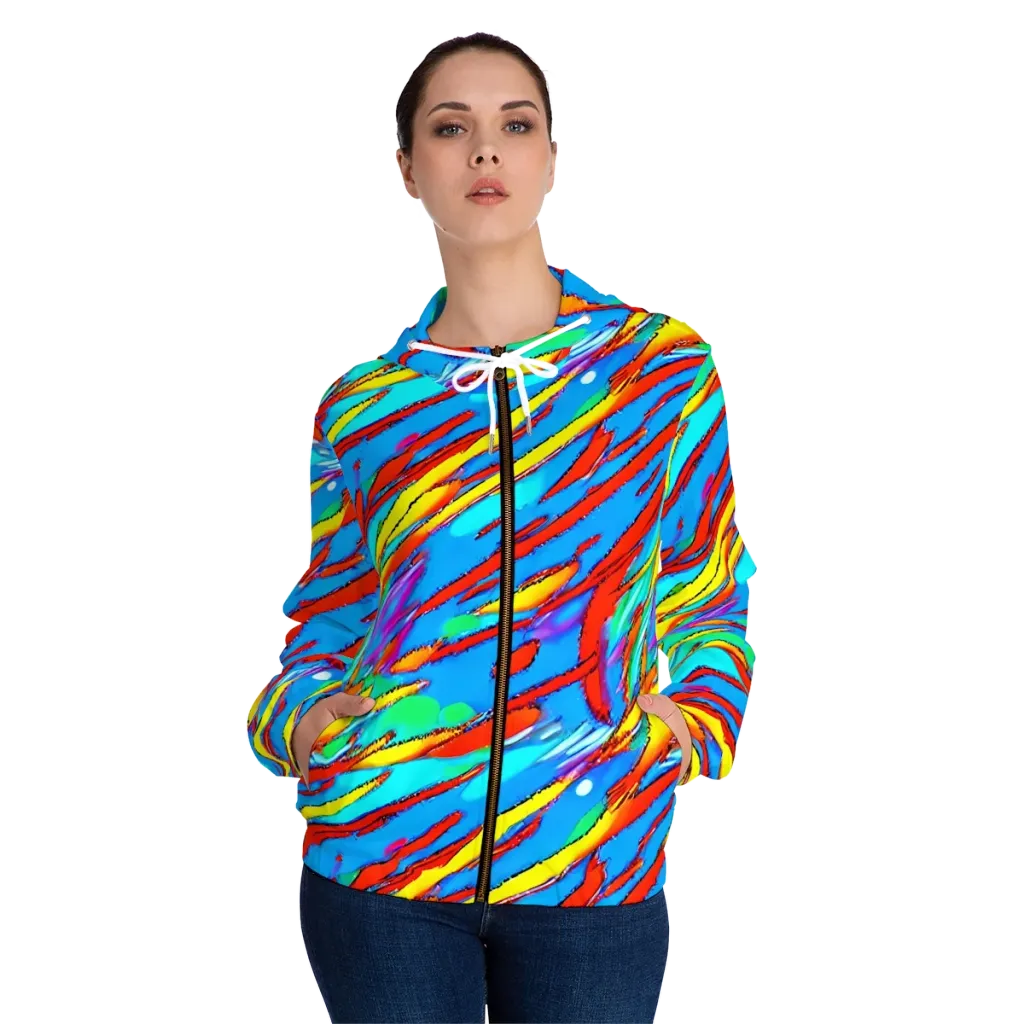 Azure Impact on Women's Full-Zip Hoodie — Front On Person