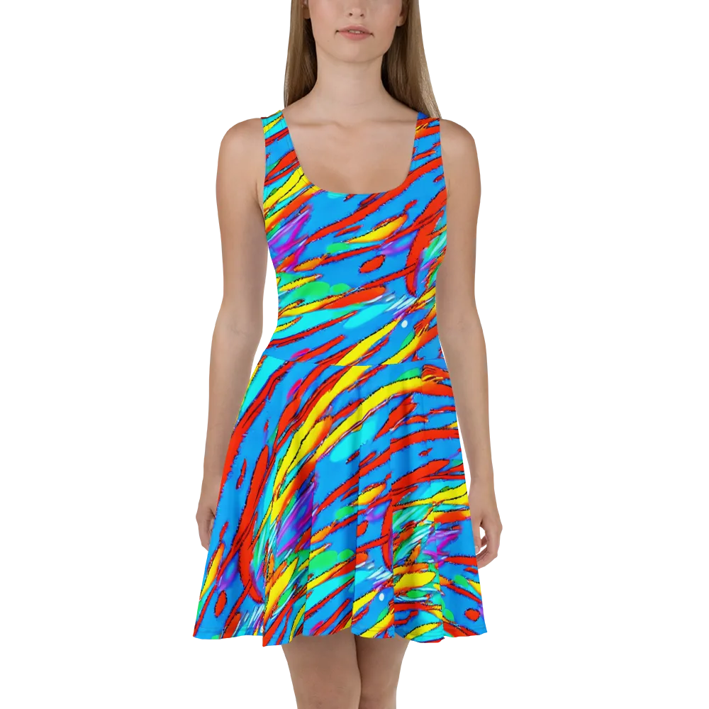 Azure Impact on Skater Dress — Front