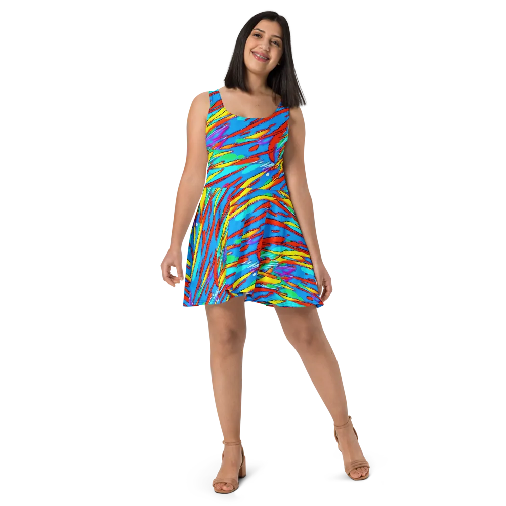 Azure Impact on Skater Dress — Front