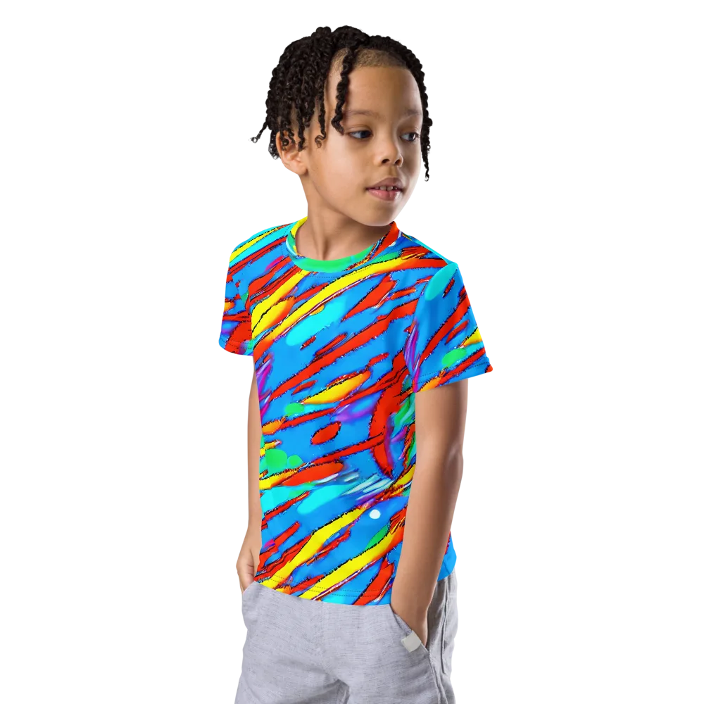 Azure Impact on Kids Crew Neck T-Shirt — Left Front