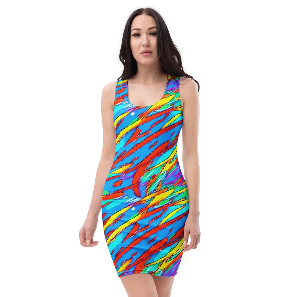 Azure Impact on Bodycon Dress — Front