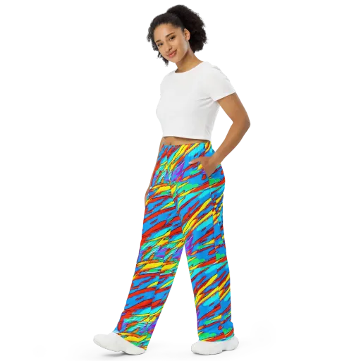 Azure Impact on a Wide-Leg Pants