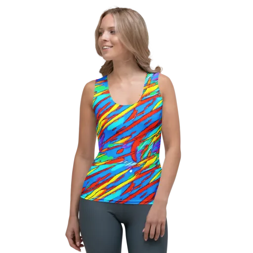 Azure Impact on a Women's Tank Top