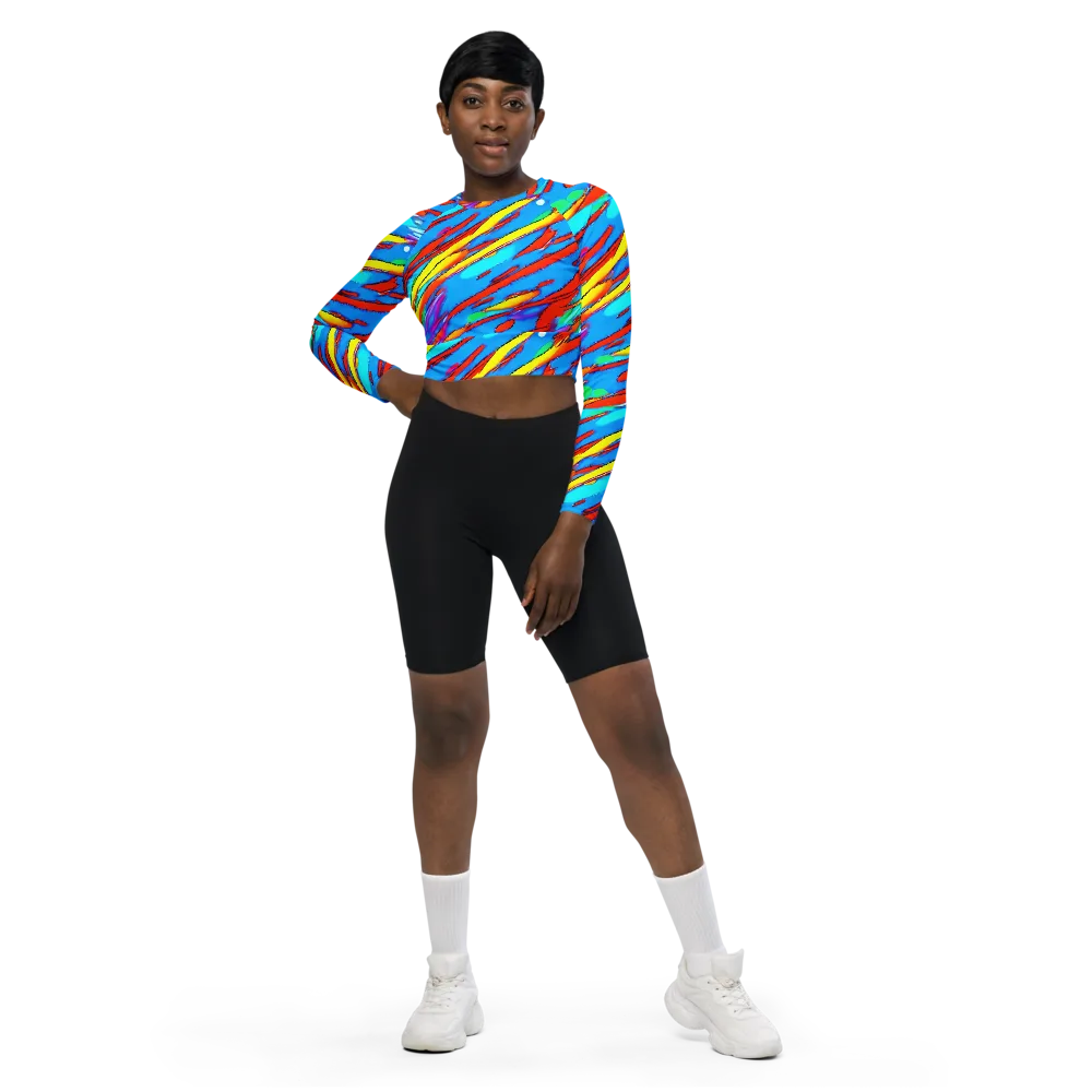 Azure Impact on Long Sleeve Crop Top — Front