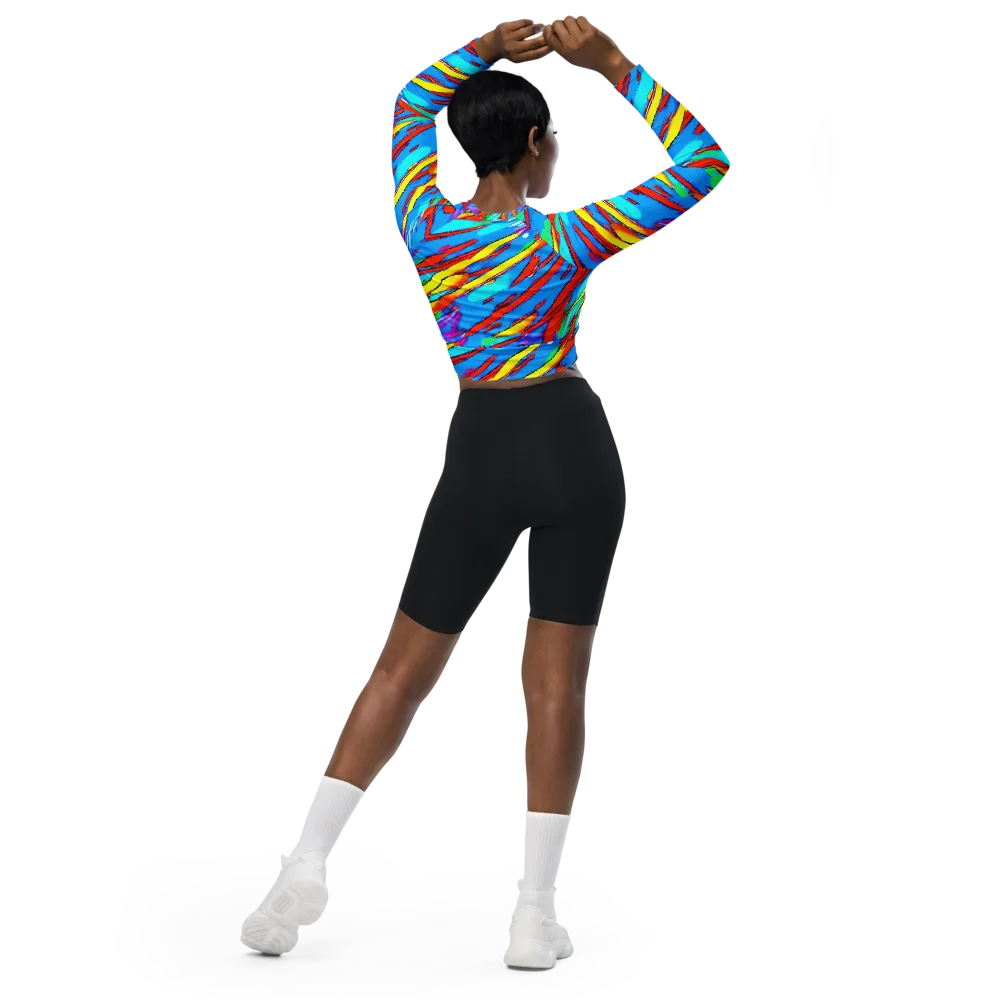 Azure Impact on Long Sleeve Crop Top — Back