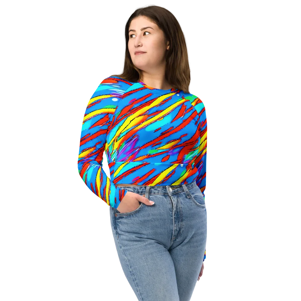 Azure Impact on Long Sleeve Crop Top — Front