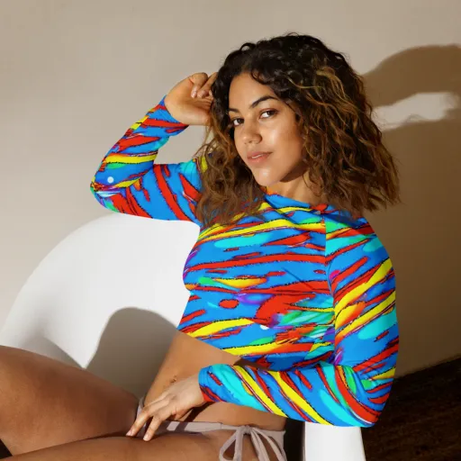 Azure Impact on a Long Sleeve Crop Top