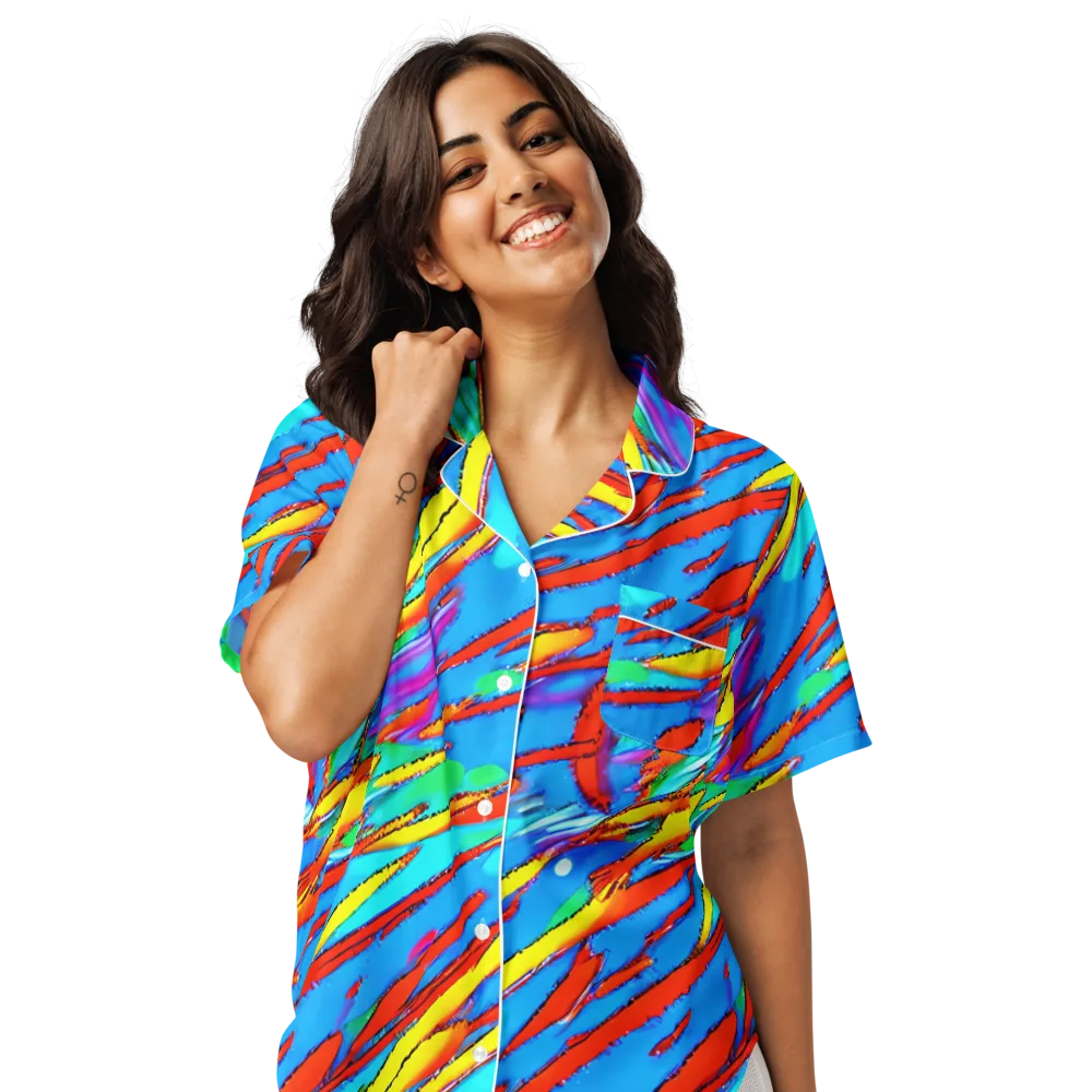 Azure Impact on Women's Short Sleeve Pajama Top — Front