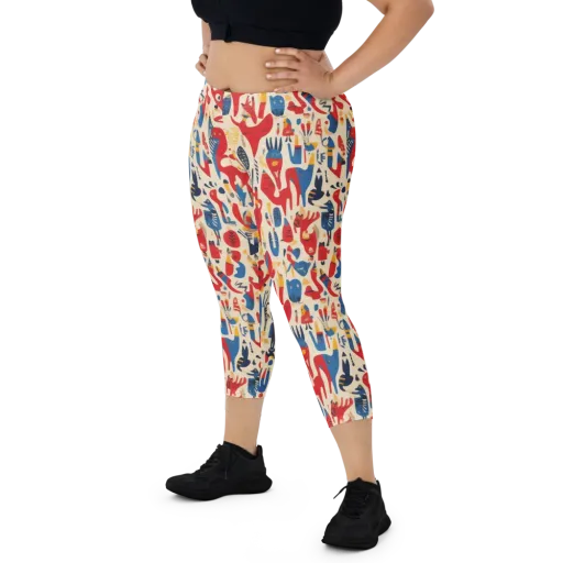 Red Tide Menagerie on a Capri Leggings