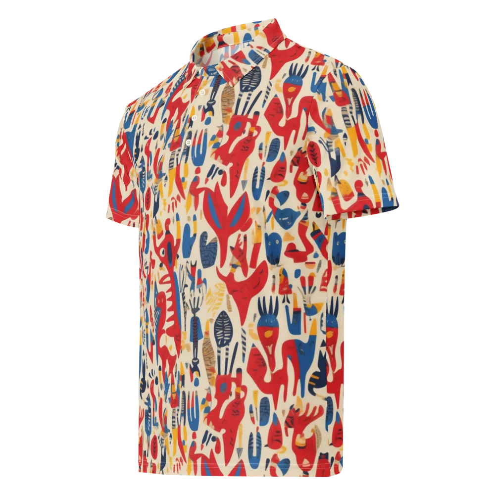 Red Tide Menagerie on Men's Slim Fit Polo Shirt — Left Front