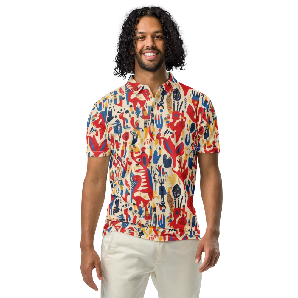 Red Tide Menagerie on Men's Slim Fit Polo Shirt — Front