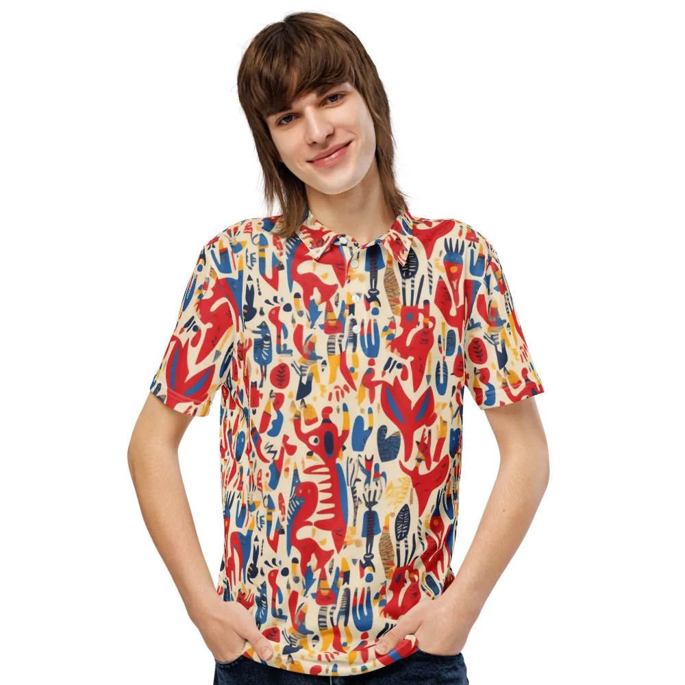 Red Tide Menagerie on Men's Slim Fit Polo Shirt — Front