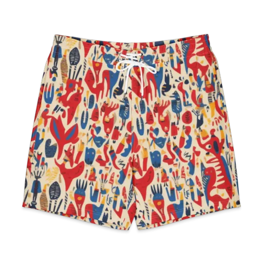 Red Tide Menagerie on a Men's Board Shorts