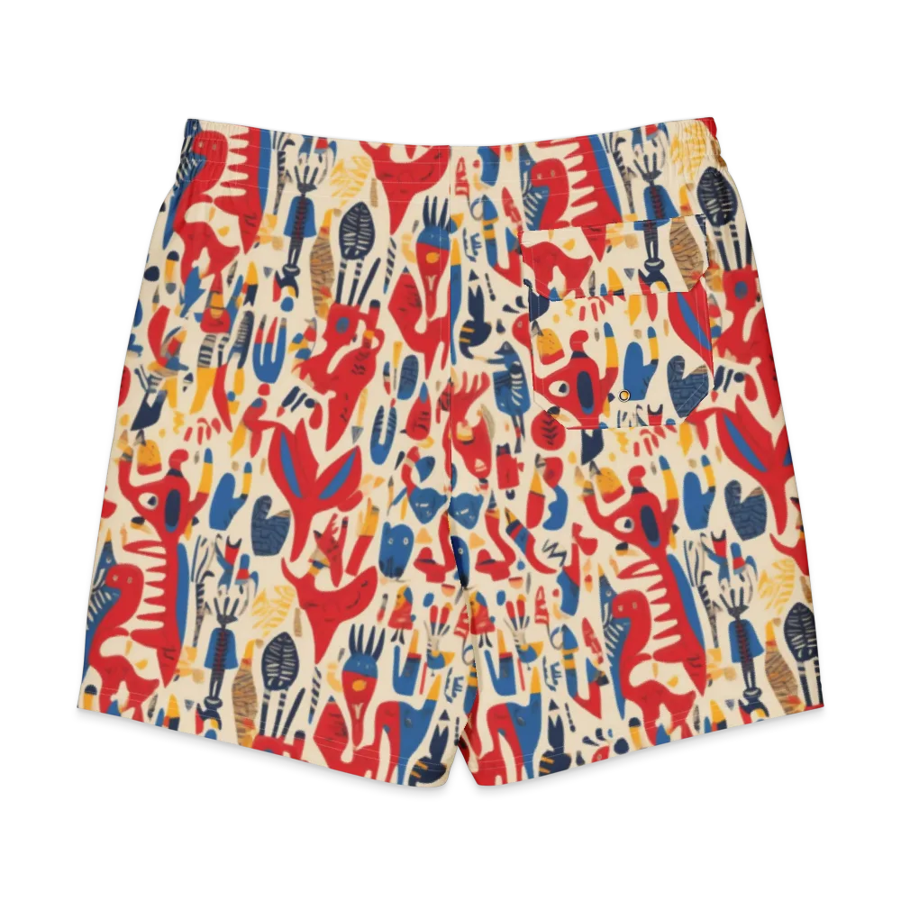 Red Tide Menagerie on Men's Board Shorts — Back