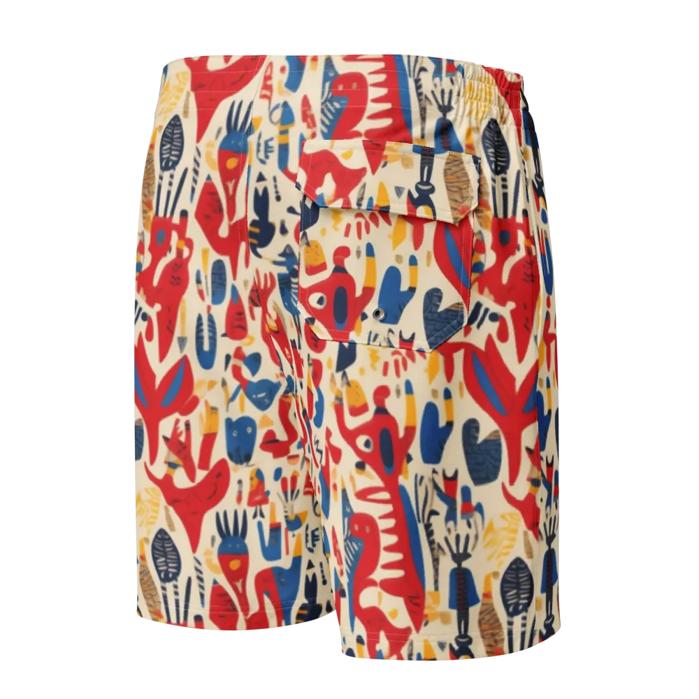 Red Tide Menagerie on Men's Board Shorts — Back