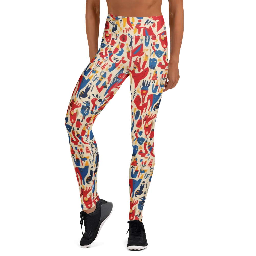 Red Tide Menagerie on Yoga Leggings — Front