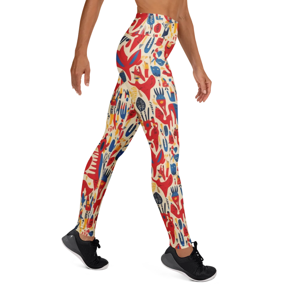 Red Tide Menagerie on Yoga Leggings — Right