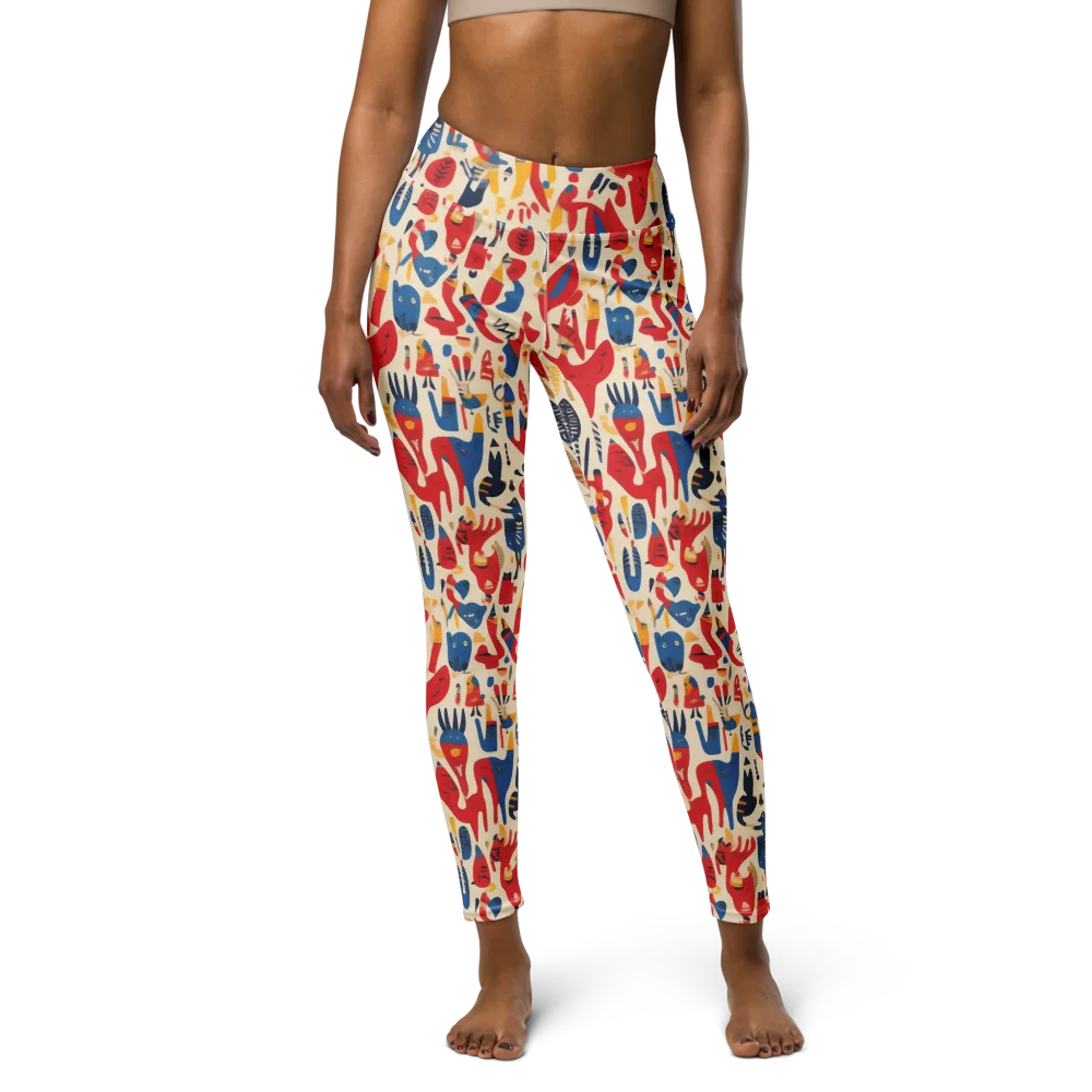 Red Tide Menagerie on Yoga Leggings — Front
