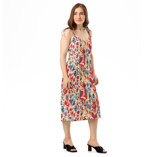Red Tide Menagerie on a Slip Dress