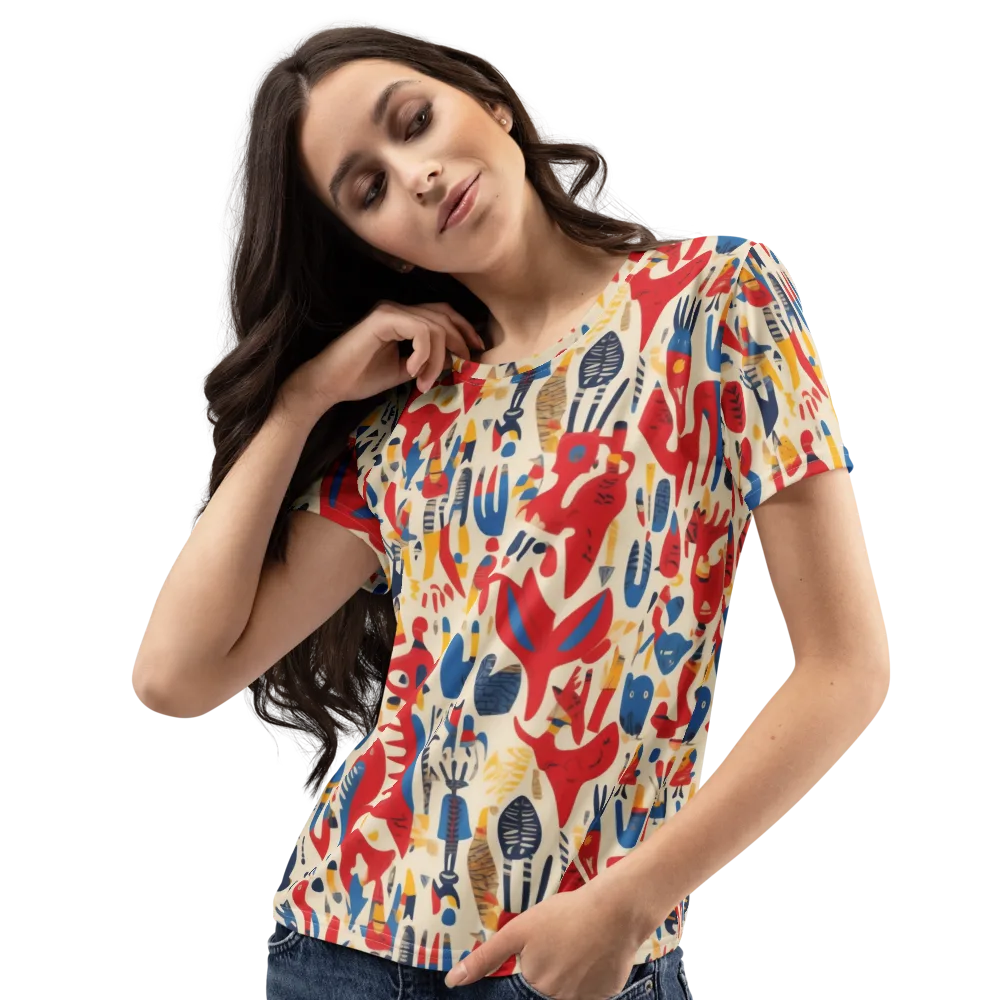 Red Tide Menagerie on Women's Crew Neck T-Shirt — Left Front