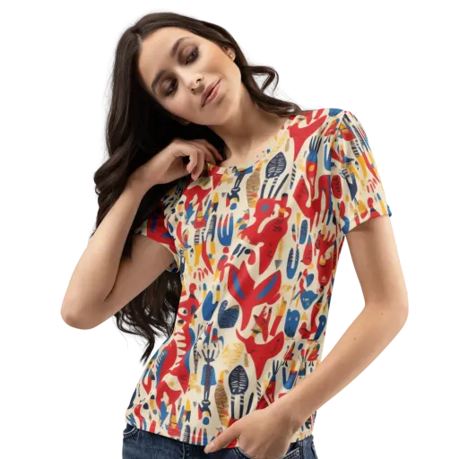 Red Tide Menagerie on a Women's Crew Neck T-Shirt